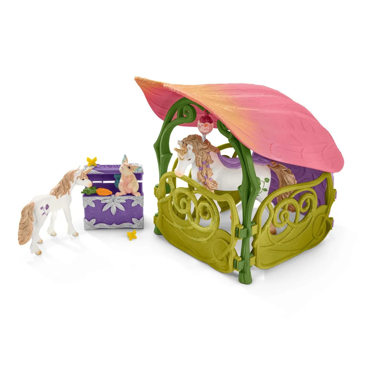Glitzerndes Blütenhaus mit Einhörnern, See und Stall - Image 3